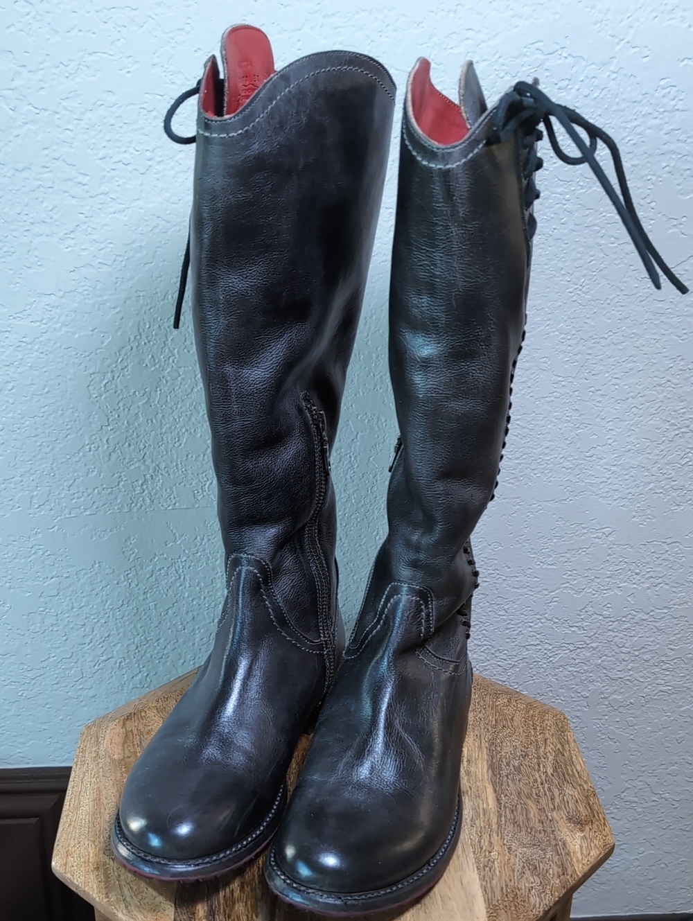 Like New BedStu Janina Women's Tall Leather Riding Boots - Black